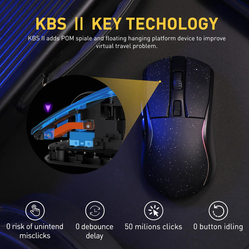  [AUSTRALIA] - DAREU A950 Wireless Bluetooth Gaming Mouse with RGB Charging Dock,High-Precision Sensor,Programmable Side Buttons and 120Hr Long-Lasting Battery,Up to 12K DPI,Great for PC Gaming Tablet Mac Black