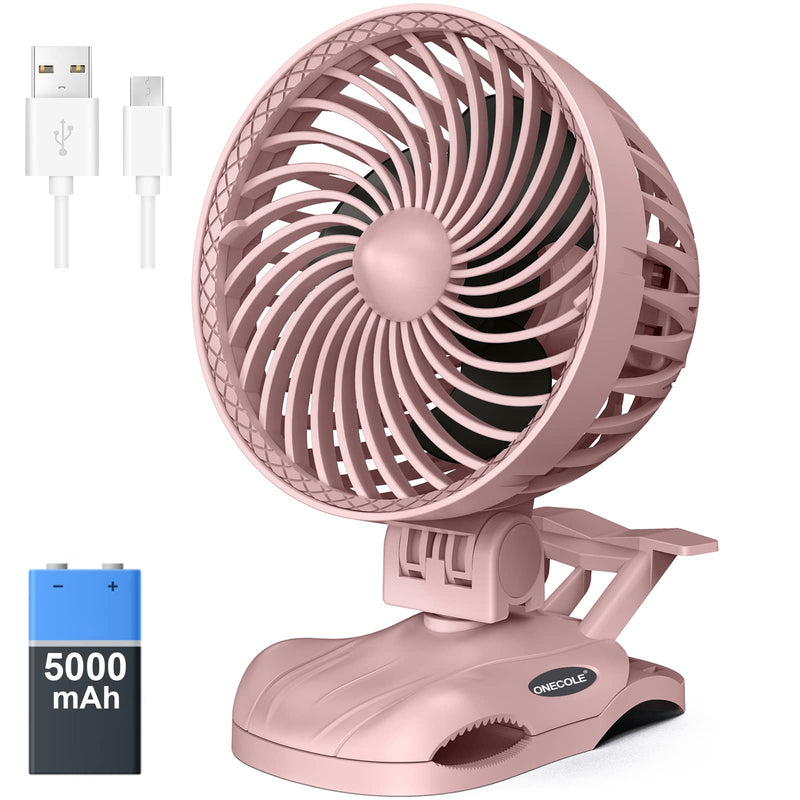  [AUSTRALIA] - 5000mAh Portable Clip on Fan Battery Operated - Rechargeable 6 inch Small Desk Fan, 24 Hours Running Time, CVT Speeds USB Fan, 360° Adjustable, Quiet Personal Fan for Outdoor Camping Golf Cart Office Pink