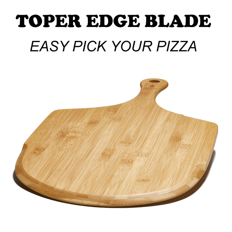  [AUSTRALIA] - Befano Bamboo Pizza Peel 12 inch 3 Layers Criss-Cross Sturdy Structure Pizza Paddle Spatula Tools with Pizza Cutter for Grill Oven Cutting Bamboo 14x12