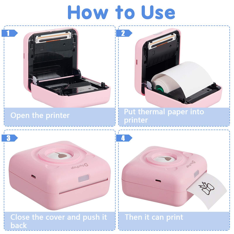  [AUSTRALIA] - PeriPage Mini Printer A6 Portable Thermal Printer Pocket Wireless Label Sticky Note Sticker Photo Printer for Smart Phone with Bluetooth USB Connect and 12 Rolls Thermal Paper 57 x 30 mm 203 DPI