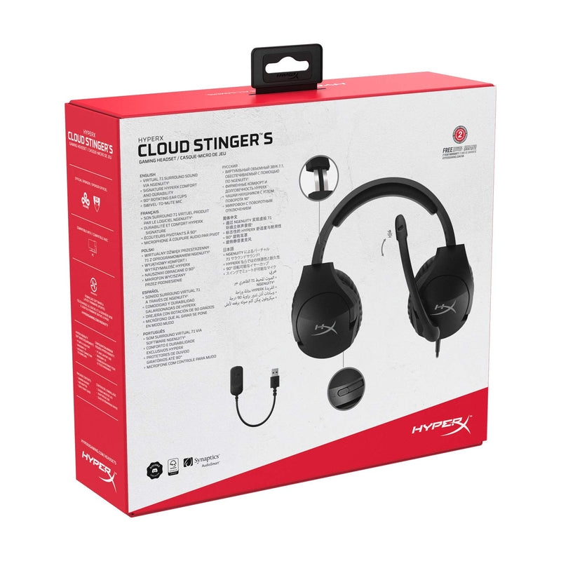  [AUSTRALIA] - HyperX Cloud Stinger S – Gaming Headset, for PC, Virtual 7.1 Surround Sound, Lightweight, Memory Foam, Soft Leatherette, Durable Steel Sliders, Swivel-to-Mute Noise-Cancelling Microphone, Black