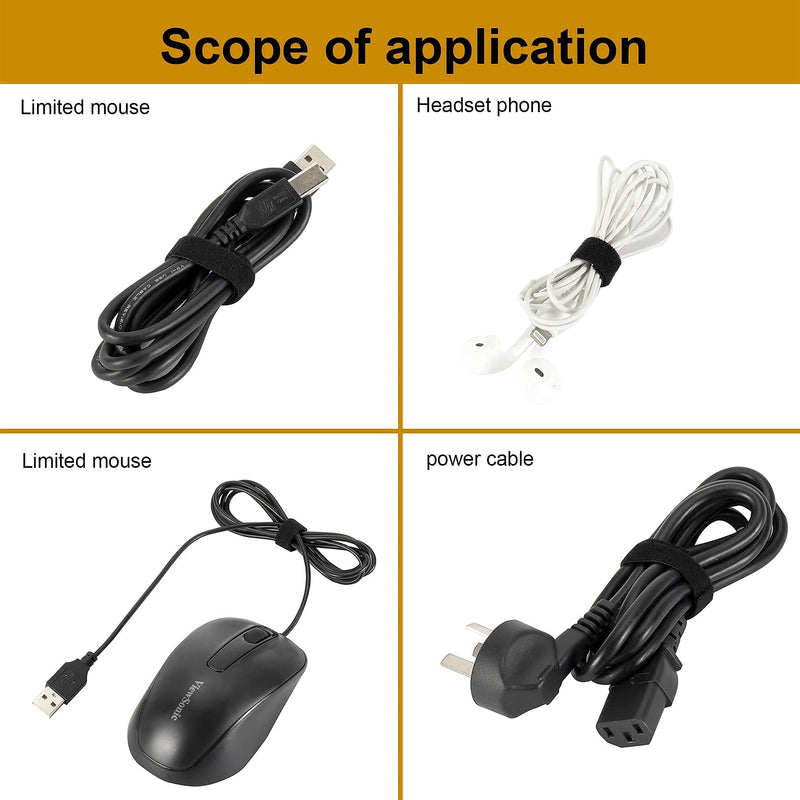  [AUSTRALIA] - XINYIBO 1cm double-sided hook and loop fastening tape Reusable wire ties Cable ties Hook and loop nylon fastening tape Wire manager for home, office (Black, 25Yard)