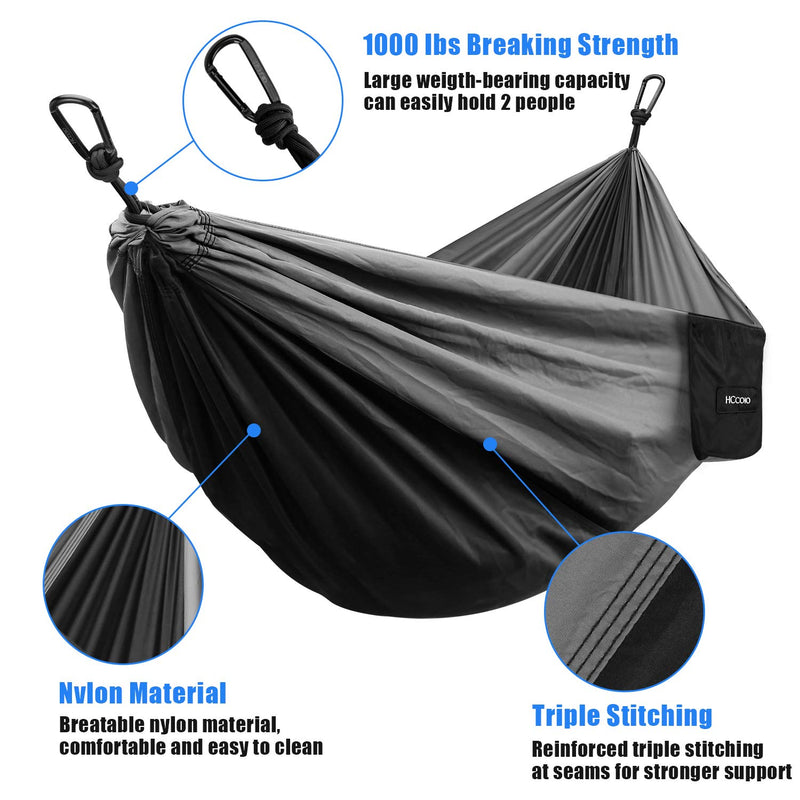 [AUSTRALIA] - HCcolo Camping Hammock Portable Indoor Outdoor Tree Hammock with 2 Hanging Straps(10FT), Lightweight Nylon Parachute Hammocks for Backpacking, Travel, Beach, Backyard, Hiking- Support 550lbs