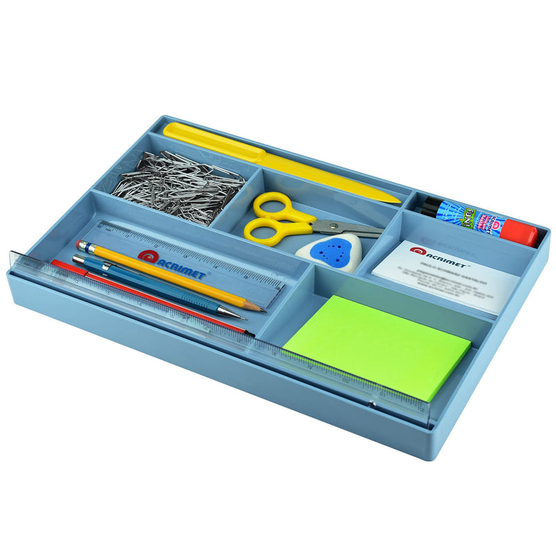 Acrimet Drawer Organizer Bin Multi-Purpose Storage for Desk Supplies and Accessories (Plastic) (Solid Blue Color) - LeoForward Australia