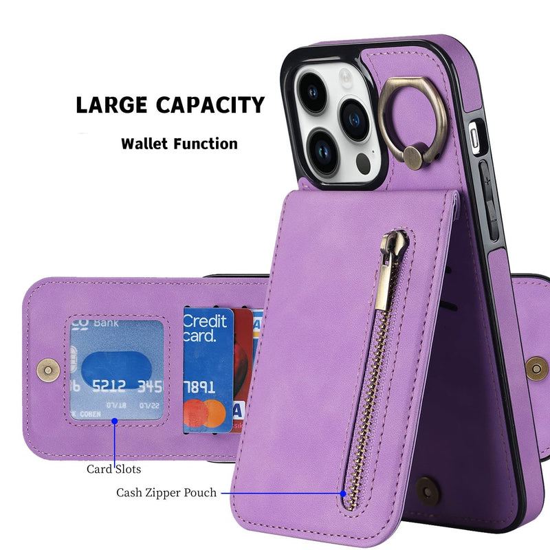  [AUSTRALIA] - Nunwiza for iPhone 14 Pro Max Case Wallet with Card Holder, Leather Protective Case Purse with Ring Holder for Apple iPhone 14 Pro Max 6.7 inch Purple iPhone 14 Pro Max 6.7"