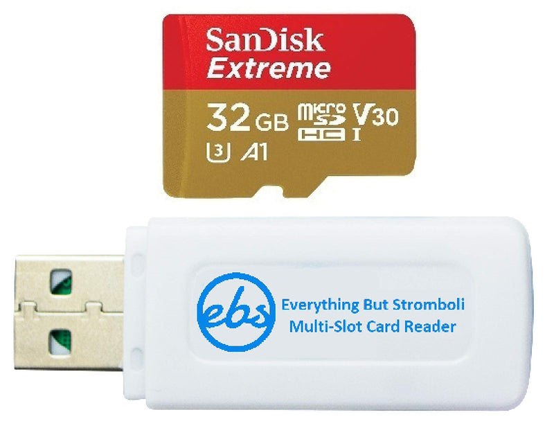  [AUSTRALIA] - SanDisk 32GB SDHC Micro Extreme Memory Card and SD Adapter Works with Samsung Galaxy S10, S10+, S10e Phone Class 10 A1 (SDSQXAF-032G-GN6MN) Bundle with (1) Everything But Stromboli Card Reader
