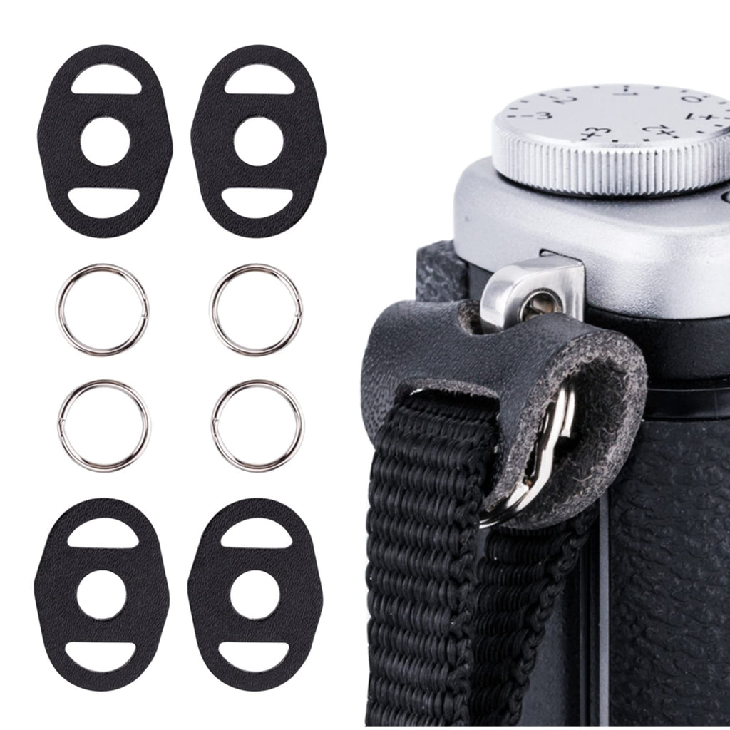  [AUSTRALIA] - JJC 2 Pairs Camera Strap Eyelet Split O Ring & Leather Cover Piece for A6600 A6500 A6400 A6300 A6100 A6000 A7RIV A7RIII A7II A7S A9 X-E4 X-T4 X-T3 X-T30 X-Pro3 X-S10 X100V Z7II Z6II Z5 Z50