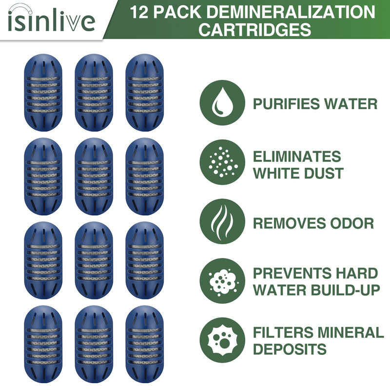isinlive Demineralization Cartridge Compatible with HoMedics Ultrasonic Humidifiers, Filters Mineral Deposits, Prevents Hard Water Build-Up, Purifies Water, Eliminates White Dust and Odor, 12 Pack - LeoForward Australia