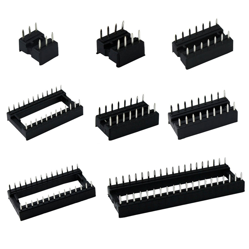  [AUSTRALIA] - Aussel 100pcs 2.54mm Pitch Dual Row DIP IC Socket Solder Adapter Set 6, 8,14,16,18,24,28,40 Pin