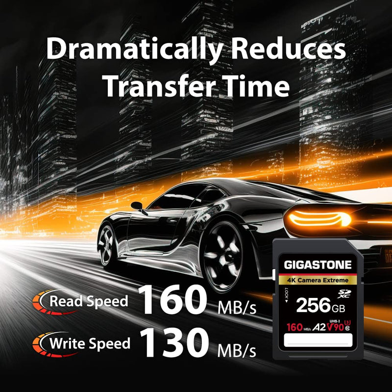  [AUSTRALIA] - Gigastone 256GB SD Card, Camera Extreme, A2 V90 U3 SDXC Memory Card High Speed UHD Video Compatible with Canon Nikon Sony Panasonic Digital Camera, with 1 Mini case SD Camera Extreme 256GB 256GB 1-Pack