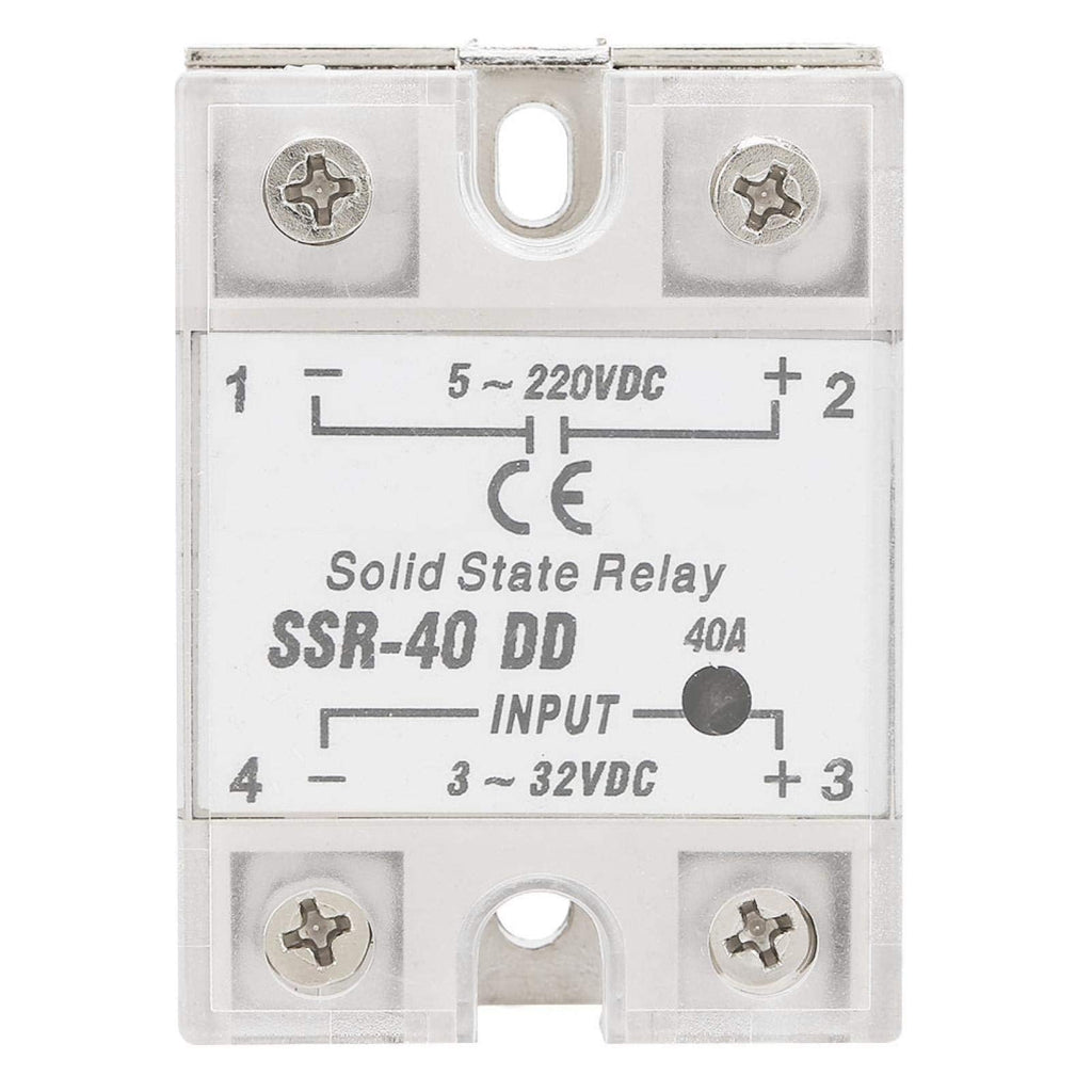  [AUSTRALIA] - SSR-40DD Solid State Relay DC to DC (Input 3-32V DC Output 5-220V DC), SSR Solid State Relay SSR-40 DD, 40A 50-60Hz