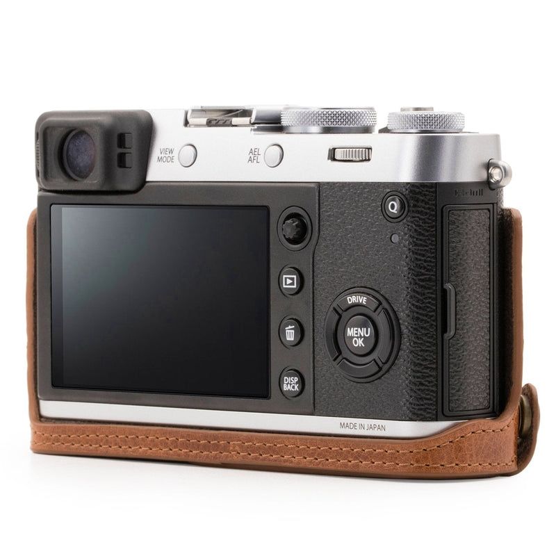  [AUSTRALIA] - Megagear MG1282 Fujifilm X100F Ever Ready Genuine Leather Camera Half Case & Strap with Battery Access, Brown