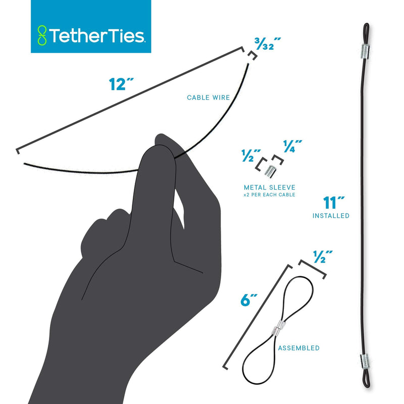  [AUSTRALIA] - TetherTies Cable Tethers Black 30 Pack | DIY (self Install) Kit | Customizable Cable Tethers | Tether Computers Adapters & Dongles | Easy Installation | Free Crimping Tool | 12 inch Cable 30 Pack DIY TetherTies