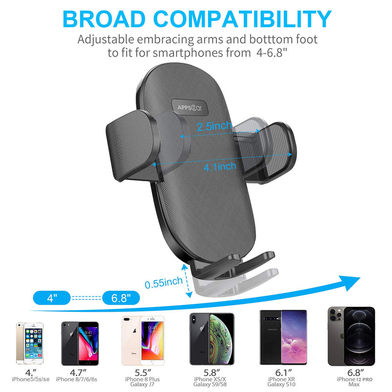  [AUSTRALIA] - APPS2Car Suction Cup Car Phone Holder Mount, Dashboard/Windshield/Window Phone Holder for Car with Ultra Sticky Gel Pad, Compatible with iPhone, Samsung, All Cellphone, Thick Case & Big Phone Friendly