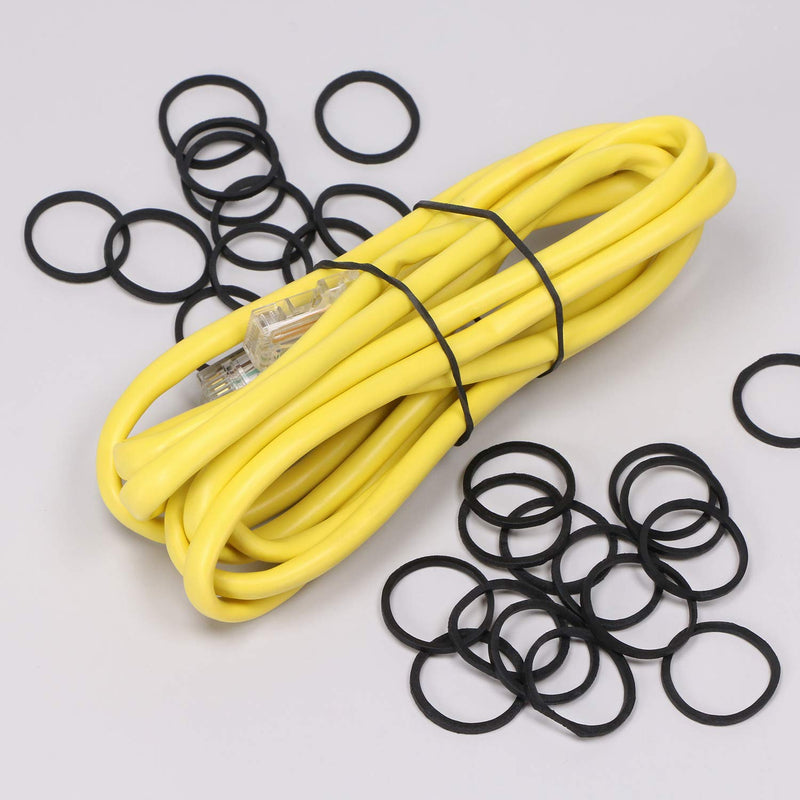  [AUSTRALIA] - ONLYKXY 300 Pieces 20mm Outter 18mm Inner Black Silicone Cable Ties Data Lines Cord Ties Elasticity Rubber Rings Bands Natural Rubber Bands for Hair
