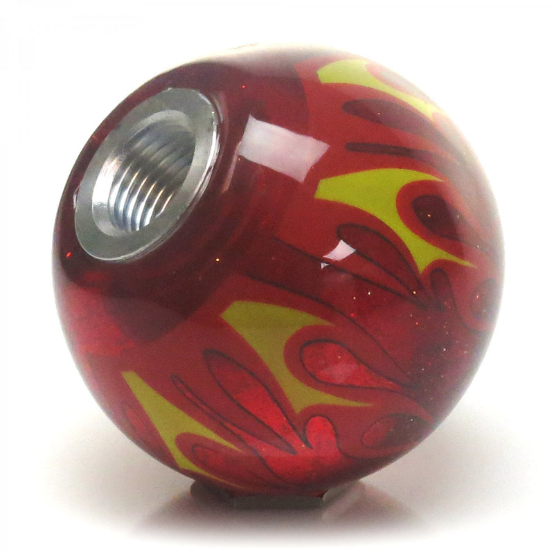  [AUSTRALIA] - American Shifter 297077 Shift Knob (Orange Smiley Pistons Red Flame Metal Flake with M16 x 1.5 Insert)