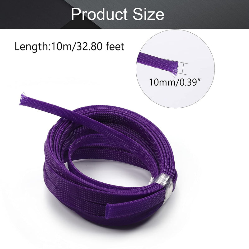  [AUSTRALIA] - Bettomshin 1Pcs 16.4Ft Expandable Braid Sleeving, Width 10mm Protector Wire Flexible Cable Mesh Sleeve Purple for Television Audio Computer