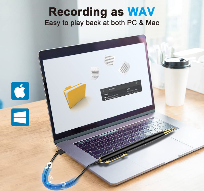  [AUSTRALIA] - 32GB Digital Voice Recorder-Black Gold, Audio Recorder for Interviews Lectures, 400Hrs Recording Time, USB Recording Device with Playback