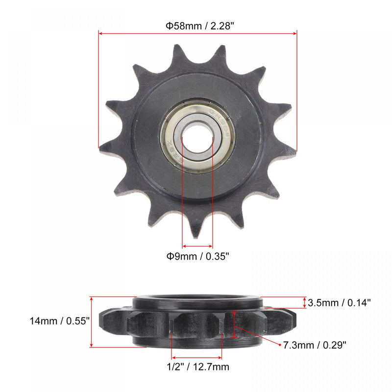  [AUSTRALIA] - uxcell #40 Chain Idler Sprocket, 9mm Bore 1/2" Pitch 13 Tooth Tensioner, Black Oxide Finish C45 Carbon Steel with Insert Single Bearing for ISO 08B Chains