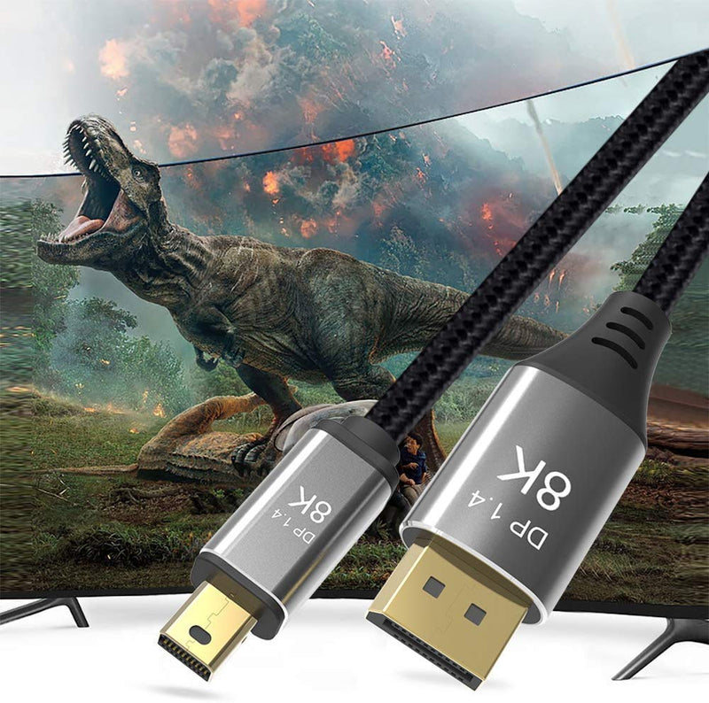  [AUSTRALIA] - CABLEDECONN 3M 10FT Mini DP to DisplayPort 8K Cable 8K(7680x4320)@60Hz 4K@144Hz DisplayPort 1.4 Bi-Directional Transmission DisplayPort to Mini DisplayPort 8K Cable