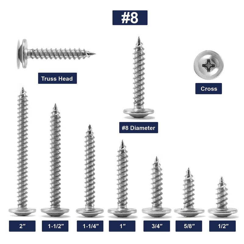  [AUSTRALIA] - #8 x 1/2" Wood Screw 100Pcs 410 Stainless Steel Standard Thread Truss Head Fast Self Tapping by SG TZH 100 #8 x 1/2"