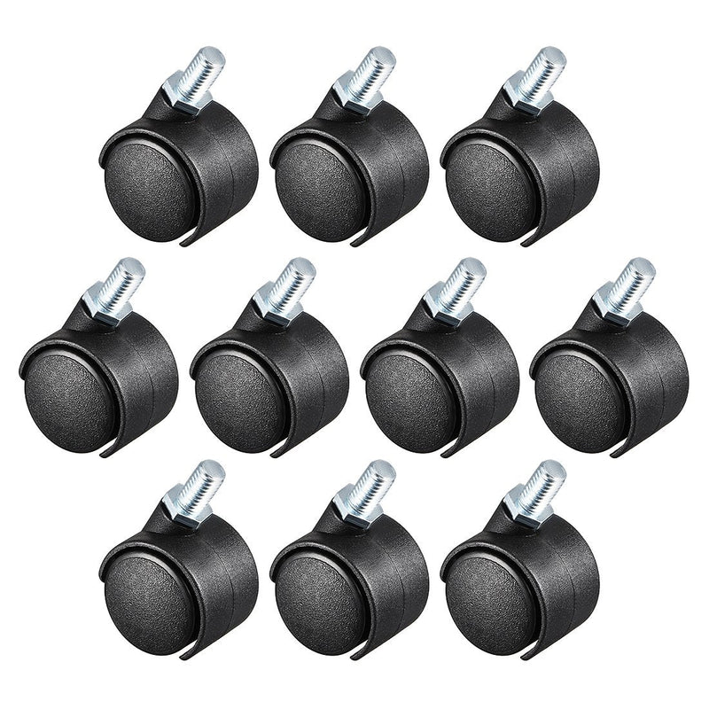  [AUSTRALIA] - uxcell 1.15 Inch Swivel Caster Wheels Nylon 360 Degree Threaded Stem Caster Wheel, M8 x 13mm, 22lb Capacity Each Wheel, Pack of 10