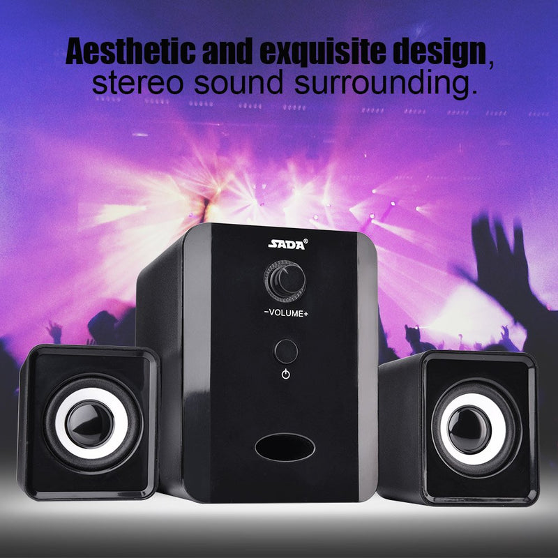  [AUSTRALIA] - Portable Mini Computer Speakers, Wired Subwoofer Combination Speaker - 3D Stereo Bass Speaker Fits for Computer Laptop TV and Other Audio Devices with USB(Black) Black