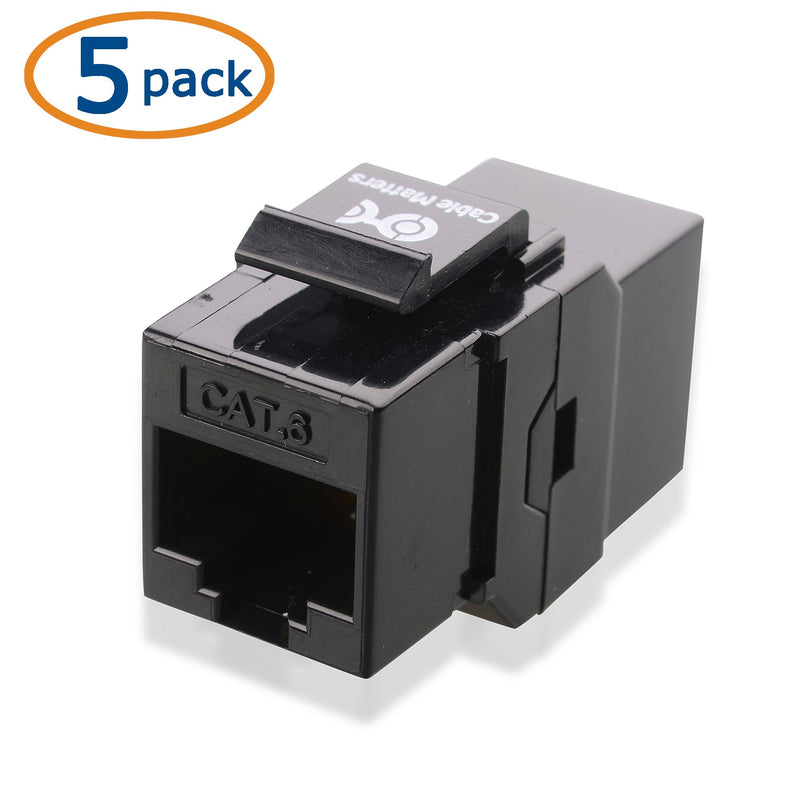 Cable Matters UL Listed 5-Pack RJ45 Keystone Jack Coupler Gender Changer in Black Blue - LeoForward Australia