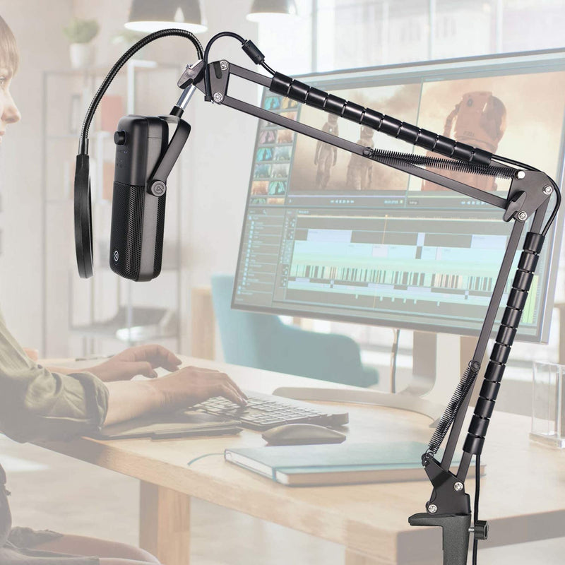  [AUSTRALIA] - Elgato Wave 3 Mic Stand with Pop Filter - Professional Windscreen Microphone Boom Arm Stand with Cable Sleeve Combo to Improve Sound Quality by YOUSHARES