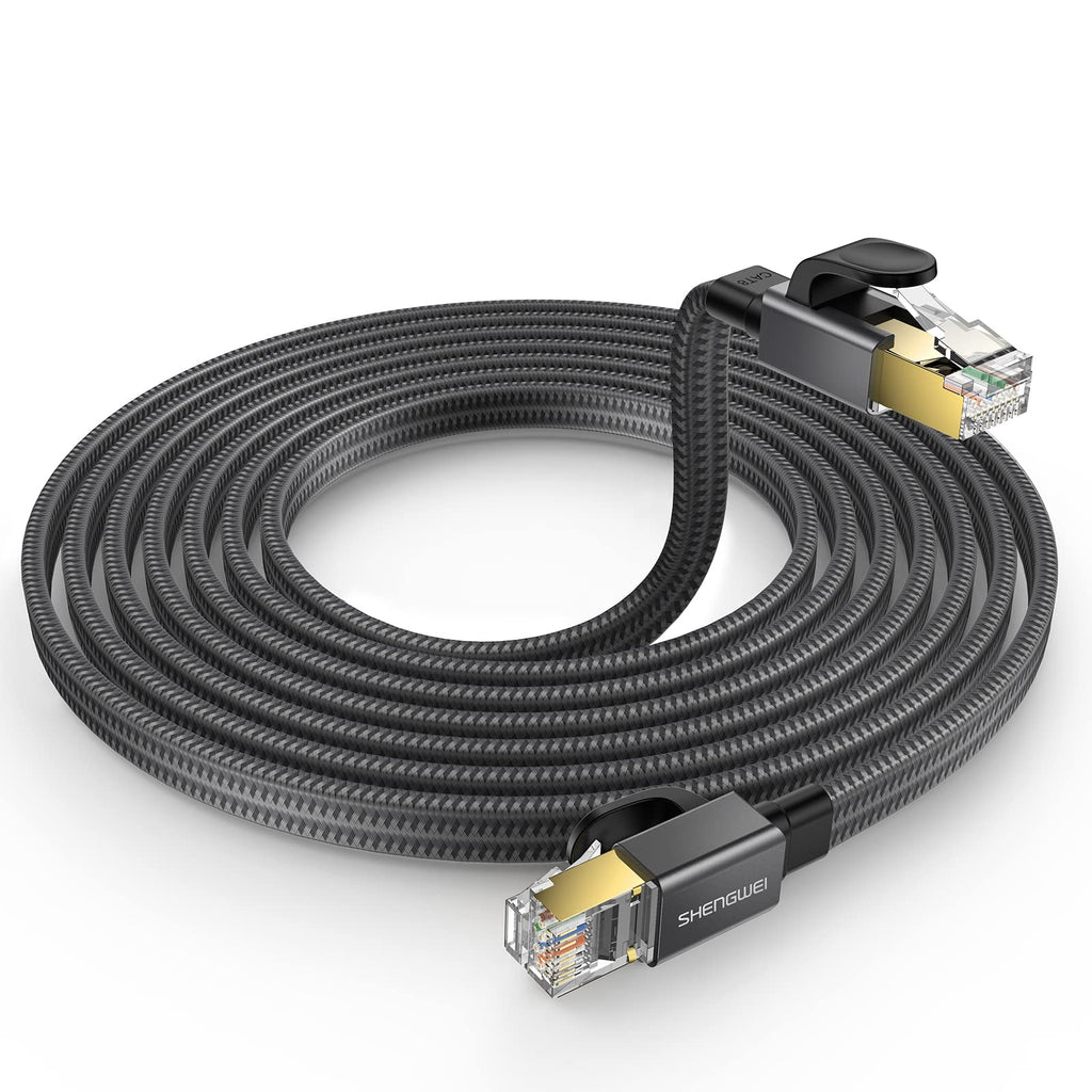  [AUSTRALIA] - Cat 8 Ethernet Cable 20FT, 26AWG Nylon Braided 40Gbps 2000Mhz High Speed Heavy Duty Cat8 Internet LAN Patch Cord, RJ45 Flat Network Cord Shielded in Wall, Indoor&Outdoor for Modem, Router, Gaming, PC cat8-20ft
