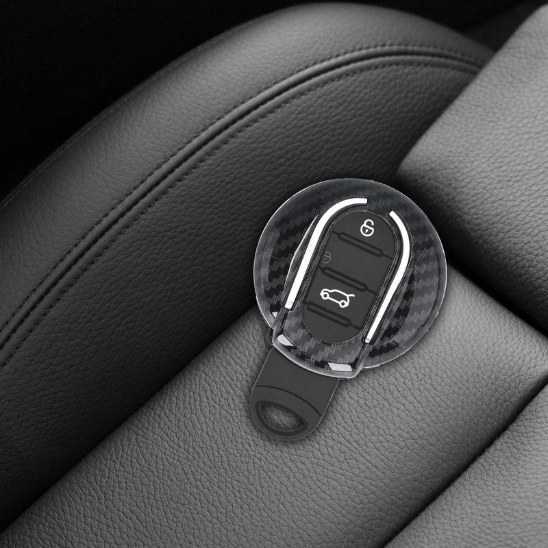  [AUSTRALIA] - kwmobile Car Key Cover for Mini - Hard Shell Keyless Entry Fob Case with Design for Mini 3 Button Car Key Smart Key - Carbon Black
