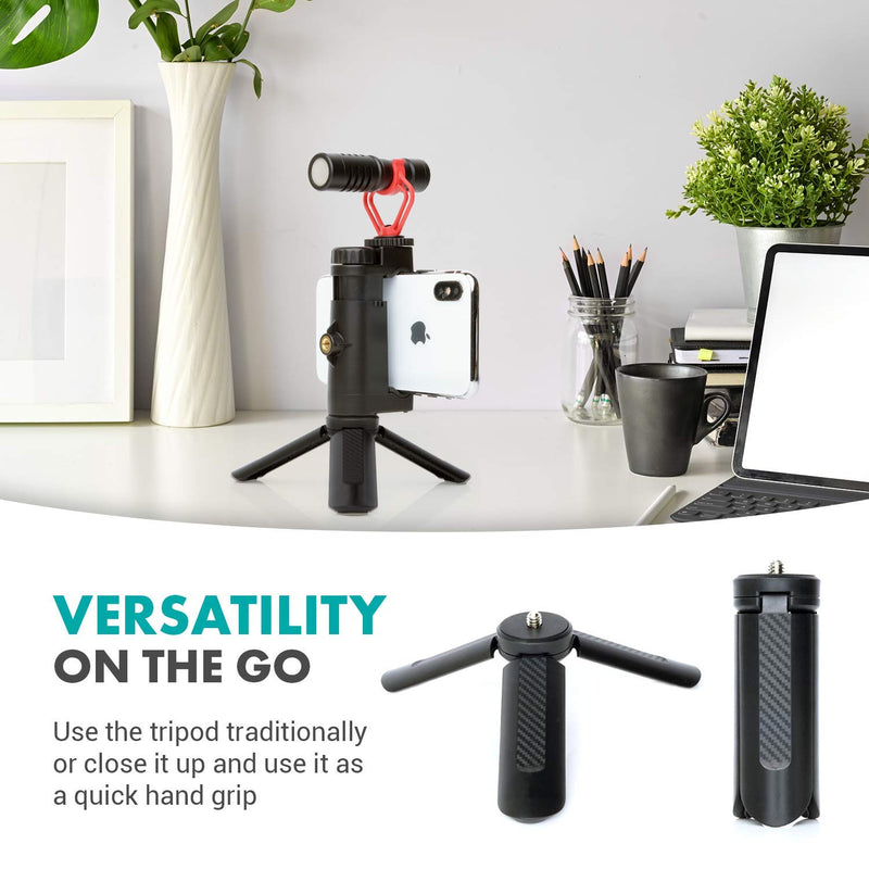  [AUSTRALIA] - Movo Smartphone Video Rig with Tripod, Shotgun Microphone, Grip Handle, Wrist Strap Compatible with iPhone, Android and Other Smartphones - Perfect for TIK Tok or Vlogging Equipment