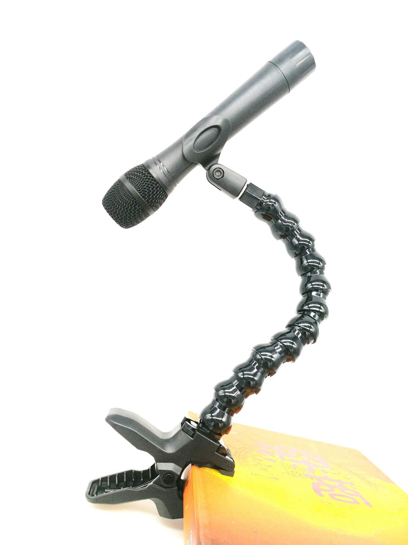  [AUSTRALIA] - Table Mic Clamp Grip with 5/8"-27 Thread Gooseneck Extension Mount Holder for Microphones - Work for any Music Stand, Microphone Stand and Tripods