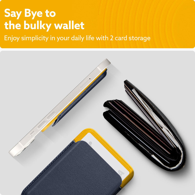  [AUSTRALIA] - Caseology Nano Pop [Built-in Magnet Non Slip Silicone pad] Vegan Leather Wallet Magnetic Card Holder Sleeve Designed for Magsafe Compatible with iPhone 14 Series,for iPhone 13 - Blueberry Navy