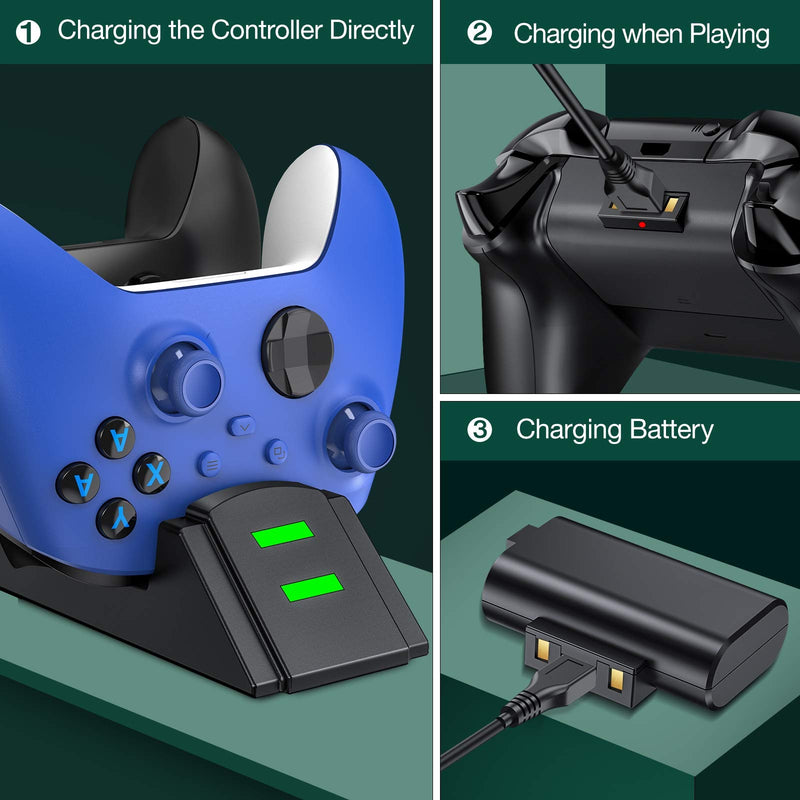  [AUSTRALIA] - Controller Charger Station for Xbox one, Charging Station for Xbox one Controller Battery Pack, 2 x 1200 Rechargeable Battery Pack Compatible with Xbox Series X|S/Xbox One/Xbox One S/X/Elite