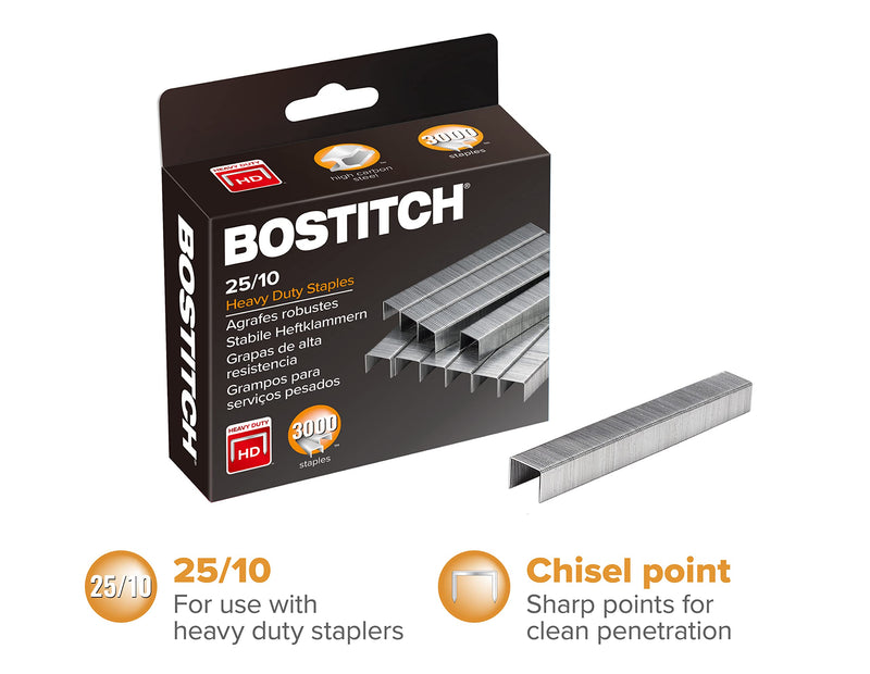  [AUSTRALIA] - Bostitch 25/10 High-Capacity Staples, 3/8" Leg Length, 3000/Box (1962) Up to 65 Sheets