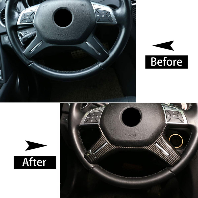  [AUSTRALIA] - YIWANG Carbon Fiber Style ABS Chrome Car Steering Wheel Decoration Cover for Mercedes Benz C Class W204 2011-2013,E Class 212 2014 2015,GL X166 2013-2016,ML 2012-2016 Auto Accessories (Carbon Fiber)