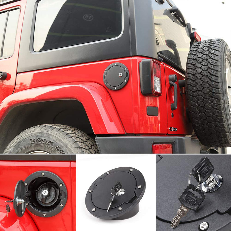  [AUSTRALIA] - JeCar Fuel Door Cover Locking Gas Cap Cover for 2007-2018 Jeep Wrangler JK & Unlimited