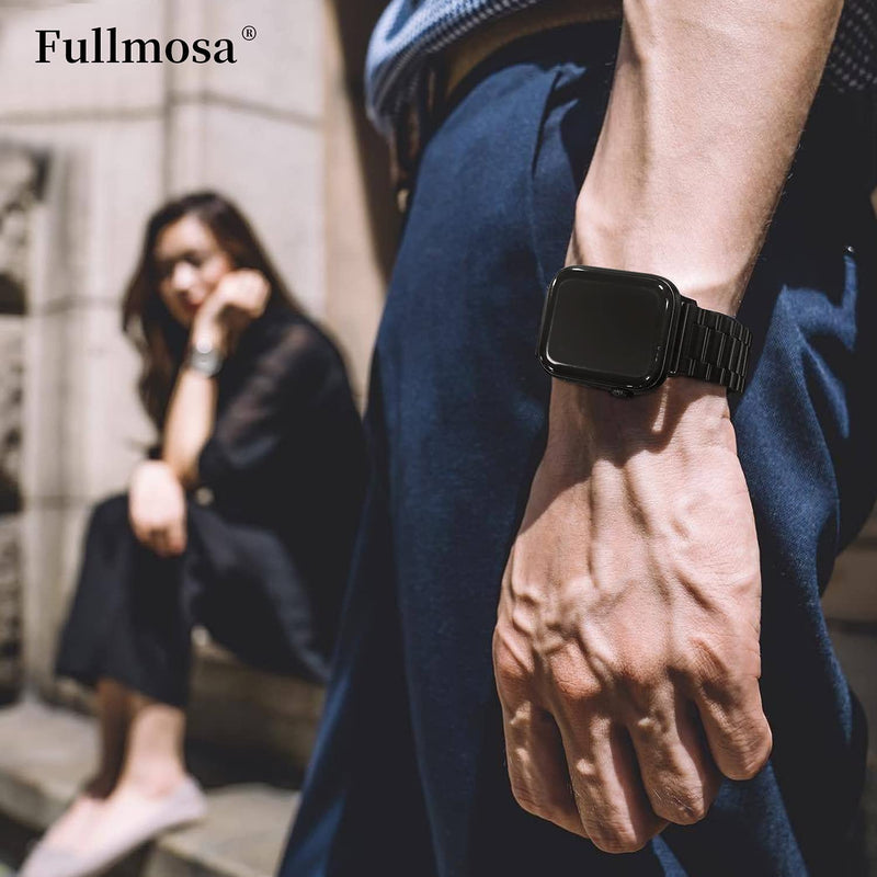  [AUSTRALIA] - Fullmosa Compatible Apple Watch Band 42mm 44mm 45mm 38mm 40mm 41mm, Stainless Steel iWatch Band for Apple Watch Series 7/6/5/4/3/2/1/SE, 38mm 40mm 41mm Black