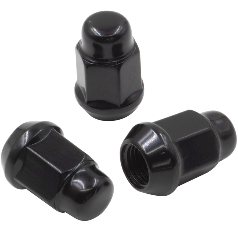 Set of 20 Lug Nut 1/2-20 Thread Closed End Bulge Acorn Lug Nuts 1.38” Long - Cone Seat - 19mm (3/4”) Hex Wheel Lug Nut (Black) - LeoForward Australia