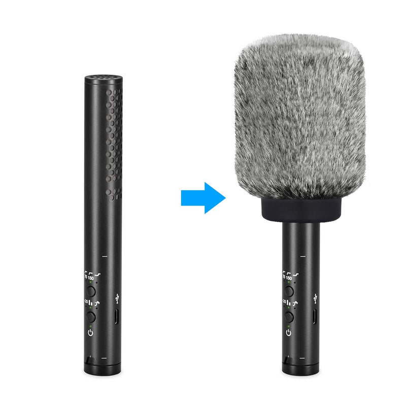  [AUSTRALIA] - NTG Furry Microphone Wind Shield - Windscreen/Windmuff for Rode VideoMic NTG and Microphones with Maximum Slot Length of 100mm (3.9") and Diameter of 18-24mm by YOUSHARES (Black White)