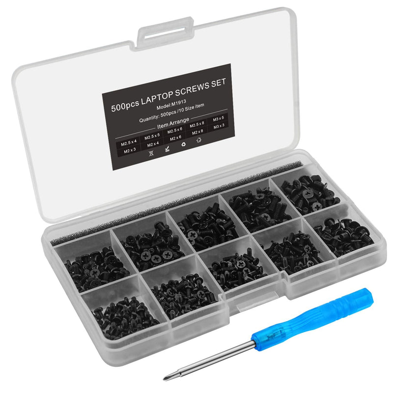  [AUSTRALIA] - Mcsher 500pcs Laptop Notebook Screws Set for IBM HP Dell Lenovo Samsung Sony Toshiba Acer Gateway Screw Assortment Kit – with Screwdriver