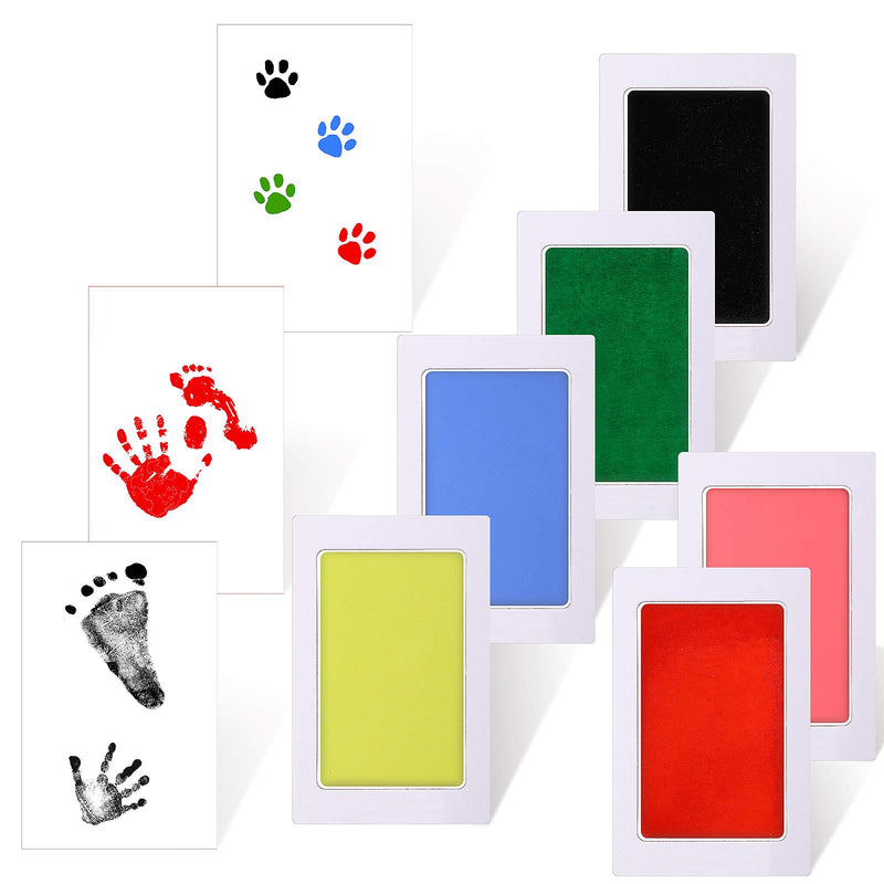  [AUSTRALIA] - 6 Packs Baby Inkless Pads Kits Handprint and Footprint Colorful Ink Pad and 12 Imprint Cards for Family Baby Shower Registry
