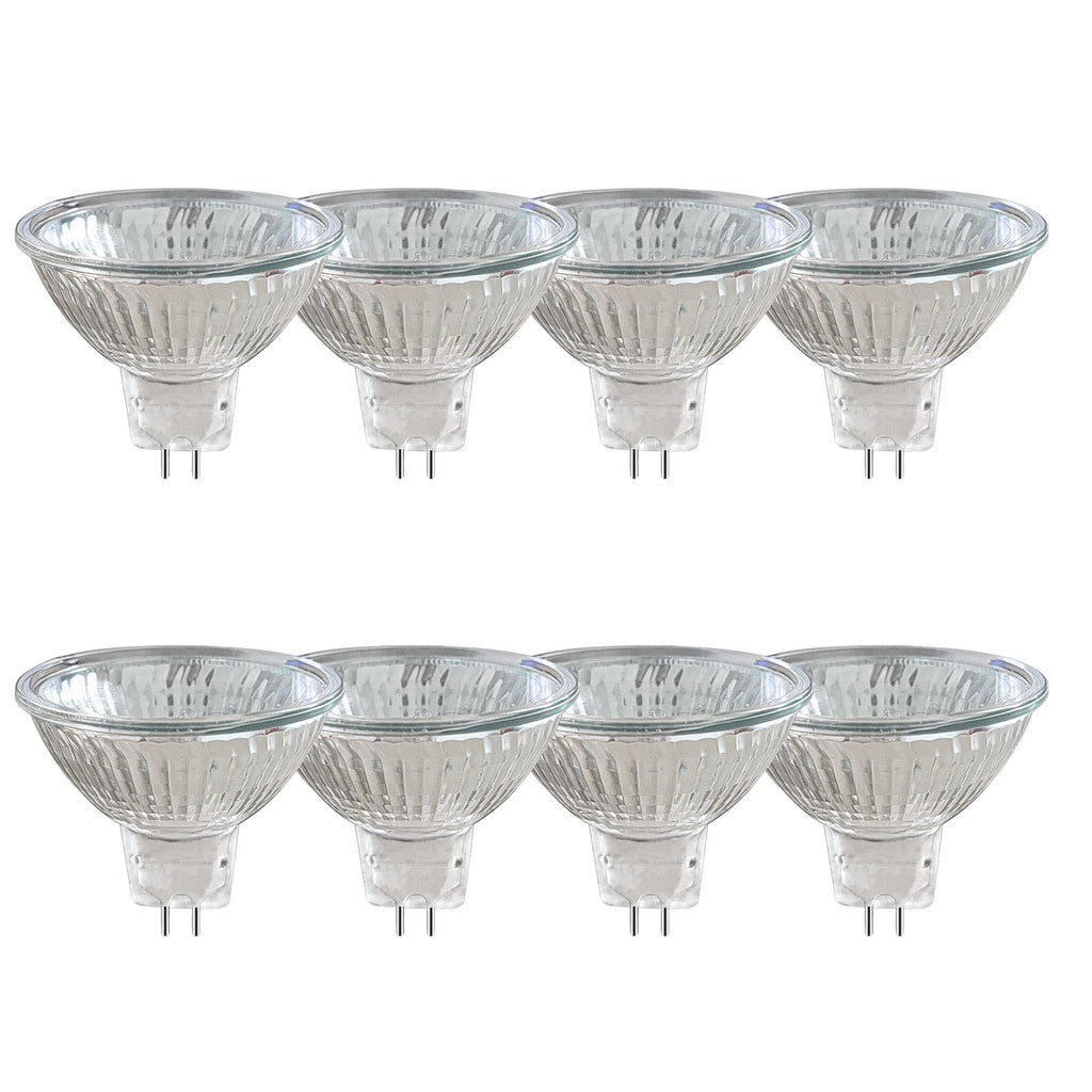  [AUSTRALIA] - Caldarax Pack of 8 MR16 GU5.3 20W 12V Halogen Spotlights, Dimmable 2700K Warm White, 210LM, Halogen Reflector Light Bulb, GU5.3 Bi-Pin Base Spotlight 36° Beam Angle Mr16 Gu5.3 12v 20w