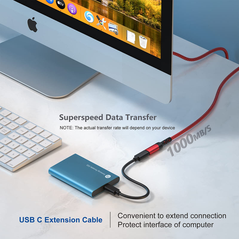  [AUSTRALIA] - USB C Extension Cable, OKRAY 3.3Ft/1M USB 3.2 Gen 2 10Gbps Type C Male to C Female Extender Cable, Nylon Braided USB-C Extension Cord Compatible MacBook Air/Pro, USB C Hub/Hard Drive, Switch (Red) Red