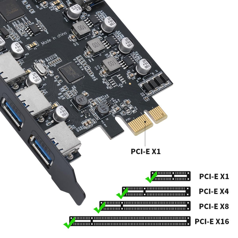  [AUSTRALIA] - XRIKUI PCIe to USB 3.0 5X USB-A and 2X USB-C Ports Expansion Card,PCI Express Internal USB 3 Hub Converter for Desktop PCS Riser Card