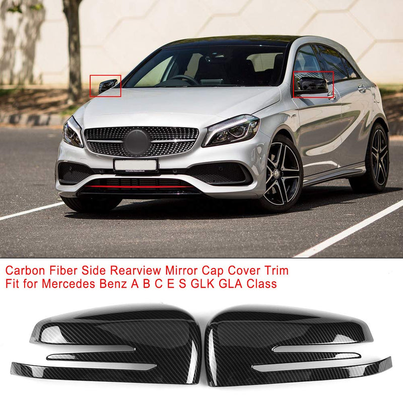Rearview Mirror Cover, Fydun Rearview Mirror Cover Carbon Fiber Style Wing Mirror Cover for Mercedes Benz A B C E S CLA GLK GLA Class W176 W246 W204 W212 W221 C117 X204 X156 - LeoForward Australia