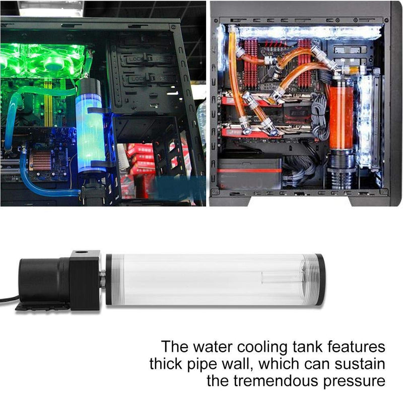  [AUSTRALIA] - Diyeeni 19W 12v CPU Water Cooling Pumpe Reservoir DIY Combo, 800L/H Water Pump, G 1/4" Thread Port, PC CPU Water Cooling System Heat Exchanger Tool, Transparent Acrylic Material, Easy Install(210mm) 210mm