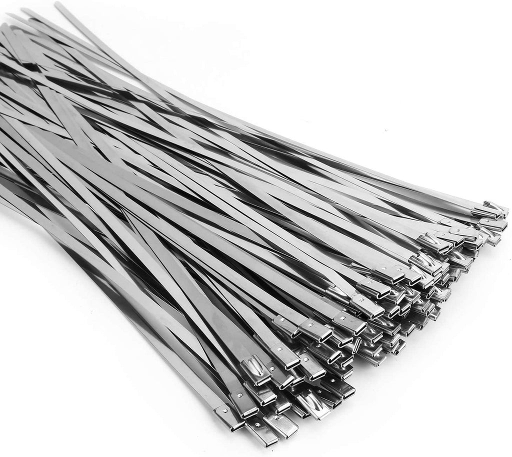  [AUSTRALIA] - Metal Zip Ties 12 Inch Heavy Duty 304 Stainless Steel Zip Cable Ties Self-locking Strap Ties (50 Pcs)