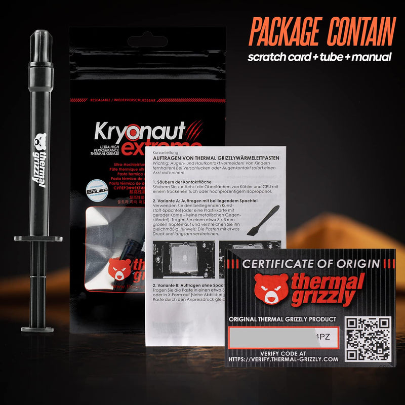  [AUSTRALIA] - Thermal Grizzly Kryonaut Extreme Bundle The High Performance Thermal Paste for Cooling All Processors, Graphics Cards, Heat Sinks in Computers & Consoles Includes Extra Cloth, Pads & Spatula (2 Gram)